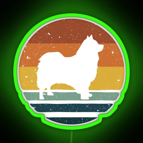 Icelandic Sheepdog Retro Vintage RGB Neon Sign