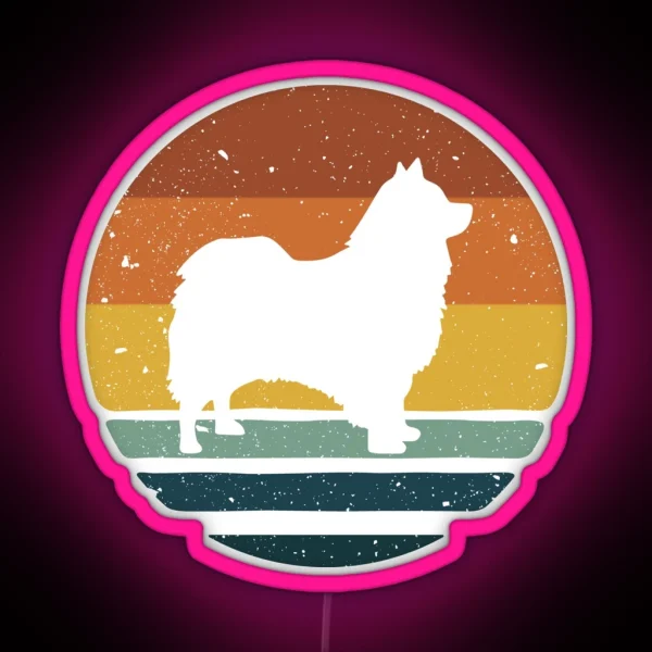 Icelandic Sheepdog Retro Vintage RGB Neon Sign