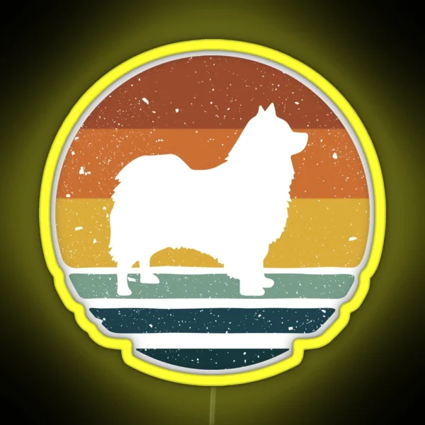 Icelandic Sheepdog Retro Vintage RGB Neon Sign