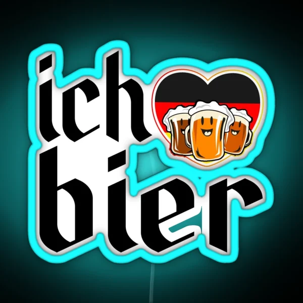 Ich Bier Oktoberfest German Festival Beer Drinking Team RGB Neon Sign