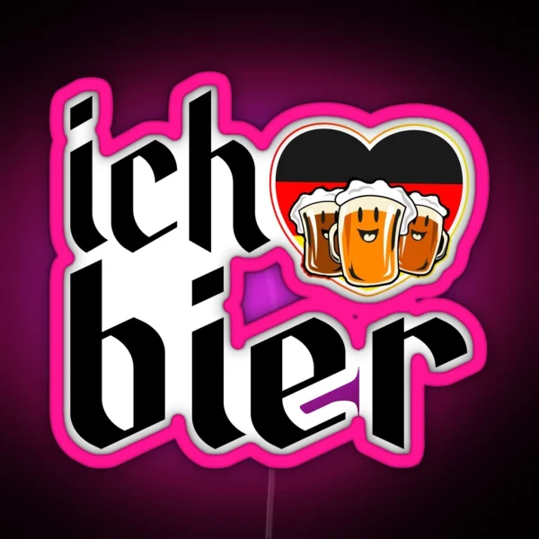 Ich Bier Oktoberfest German Festival Beer Drinking Team RGB Neon Sign