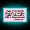 Neon Injustice Sign Promoting Empowerment Against Oppression and Silence Equality
