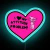 Irreverent girl attitude problem neon LED sign with colorful RGB lights