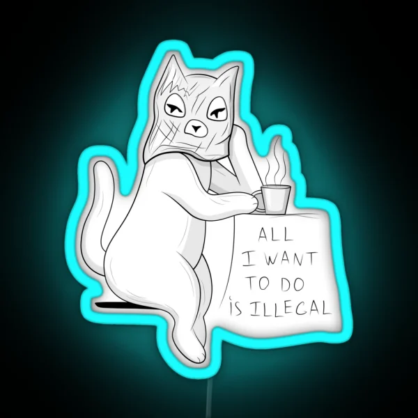 Illegal Cat RGB Neon Sign