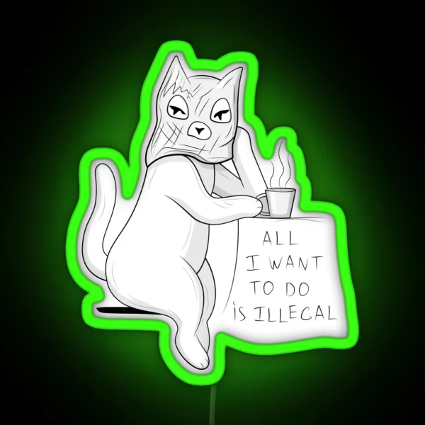 Illegal Cat RGB Neon Sign