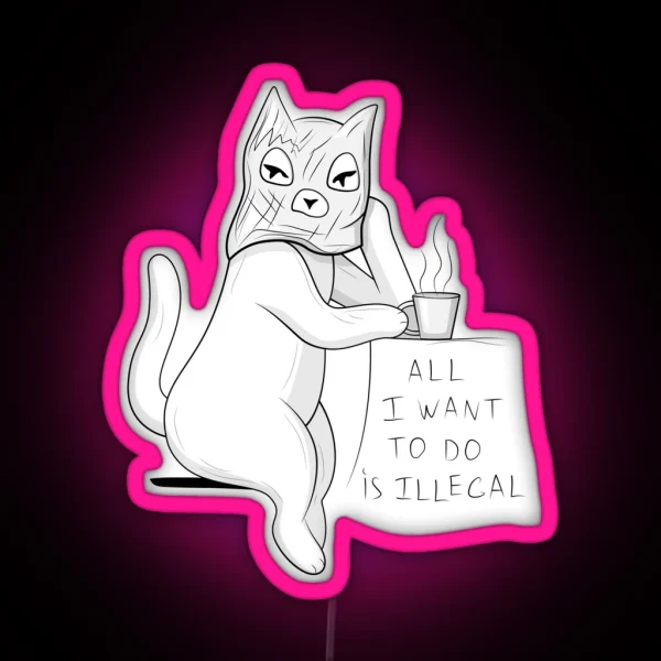 Illegal Cat RGB Neon Sign