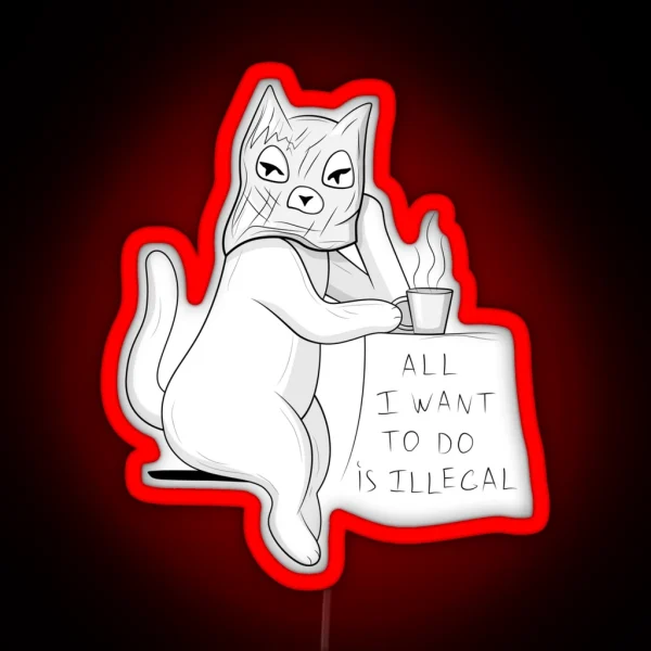Illegal Cat RGB Neon Sign