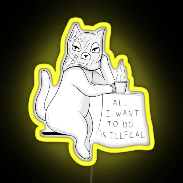 Illegal Cat RGB Neon Sign