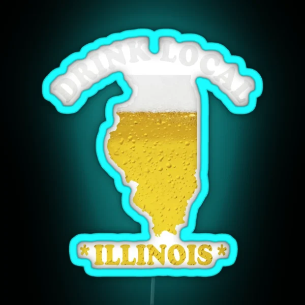 ILLINOIS Beer Map Led Drink Local Brewmaster Gift RGB Neon Sign