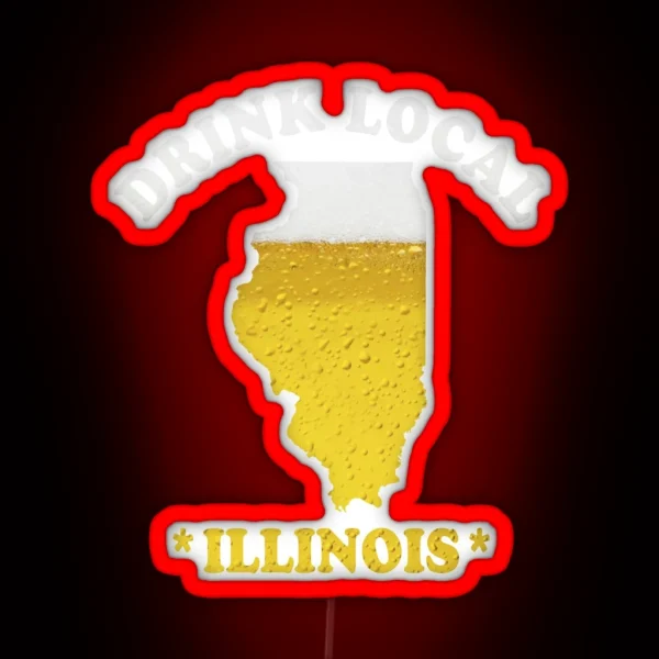 ILLINOIS Beer Map Led Drink Local Brewmaster Gift RGB Neon Sign