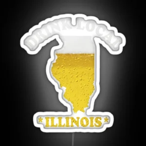 ILLINOIS Beer Map Led Drink Local Brewmaster Gift RGB Neon Sign