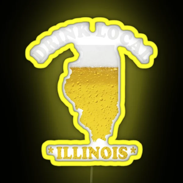 ILLINOIS Beer Map Led Drink Local Brewmaster Gift RGB Neon Sign