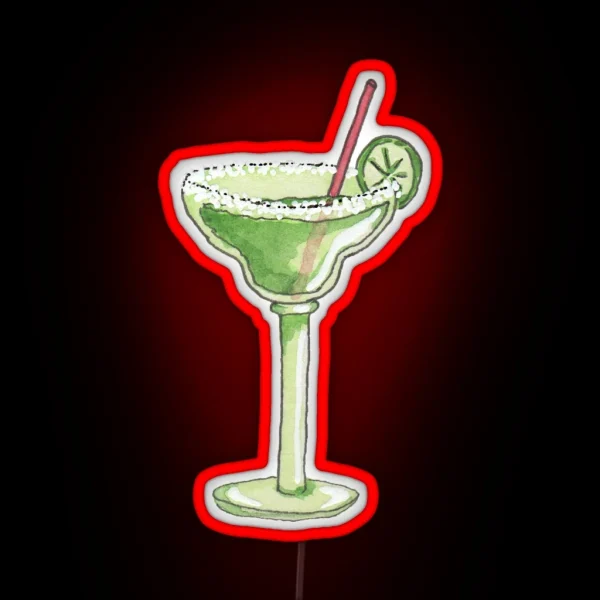 Illustrated Watercolor Margarita Bar Drink RGB Neon Sign