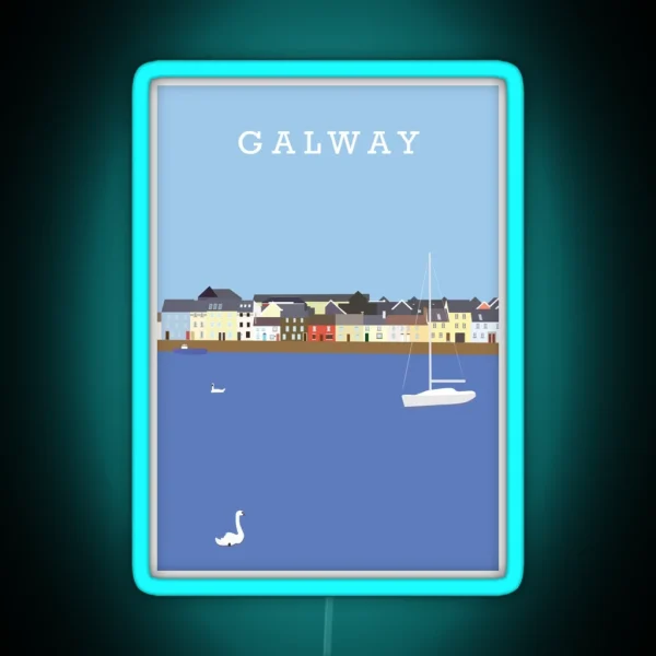 Illustration Of Galway Bay Ireland RGB Neon Sign