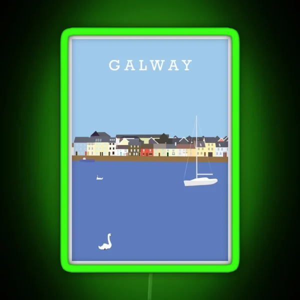 Illustration Of Galway Bay Ireland RGB Neon Sign