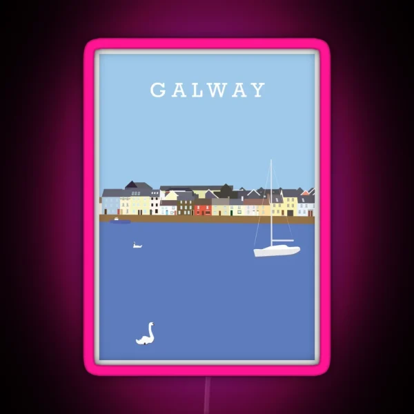 Illustration Of Galway Bay Ireland RGB Neon Sign