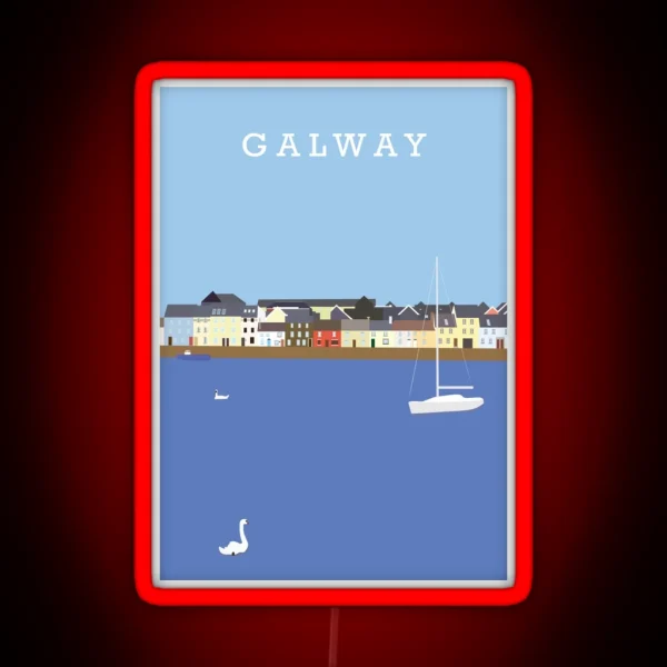 Illustration Of Galway Bay Ireland RGB Neon Sign