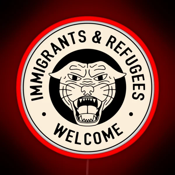 Immigrants And Refugees Welcome RGB Neon Sign