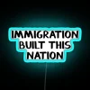 Colorful immigration heritage built America's foundation vibrant RGB neon light