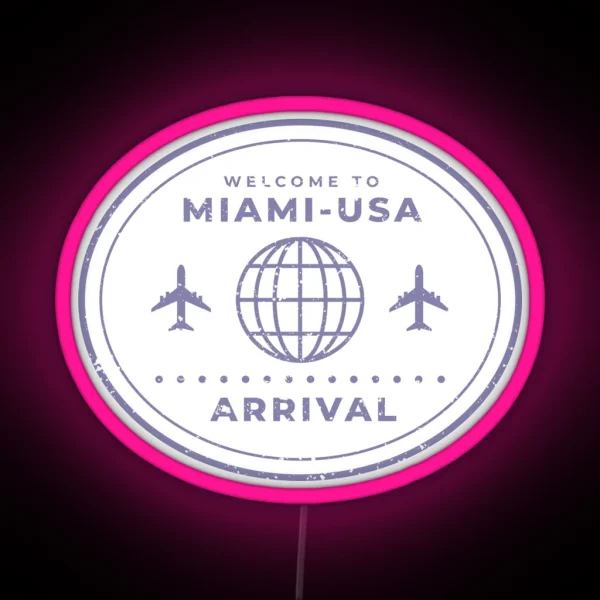 Immigration Stamp Miami USA RGB Neon Sign