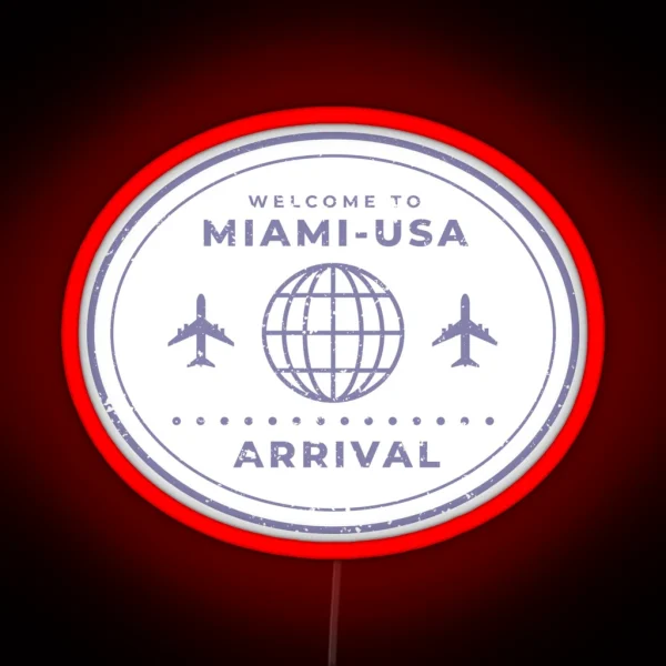 Immigration Stamp Miami USA RGB Neon Sign