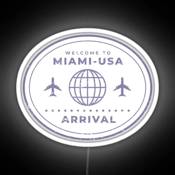 Immigration Stamp Miami USA RGB Neon Sign