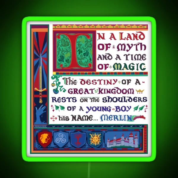 In A Land Of Myth And A Time Of Magic Merlin RGB Neon Sign