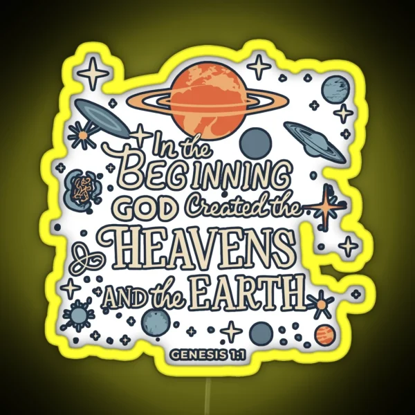 In The Beginning God Created Heavens Genesis 1 1 RGB Neon Sign