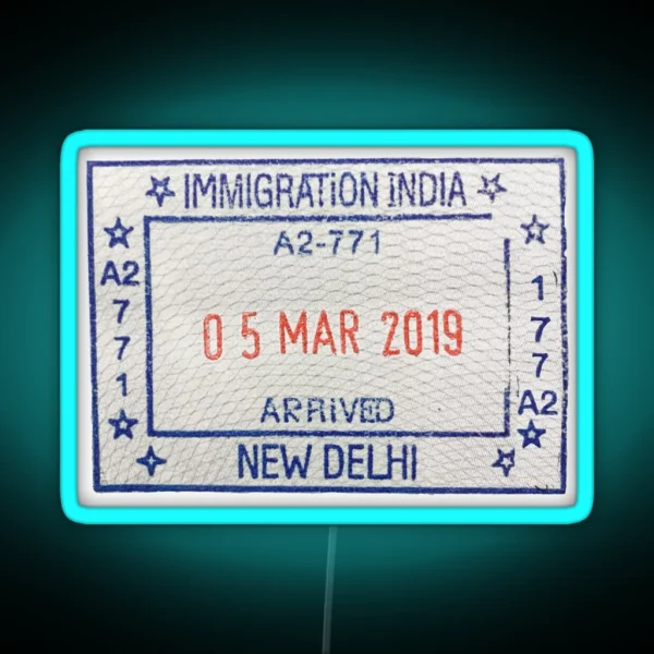 India Passport Stamp RGB Neon Sign