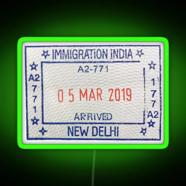 India Passport Stamp RGB Neon Sign