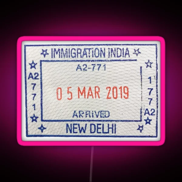 India Passport Stamp RGB Neon Sign