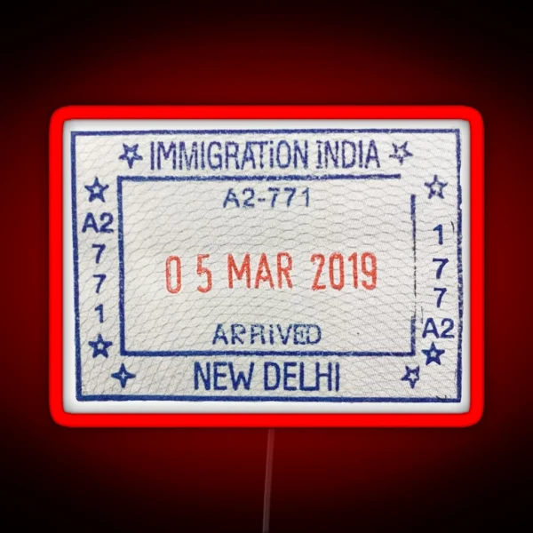 India Passport Stamp RGB Neon Sign