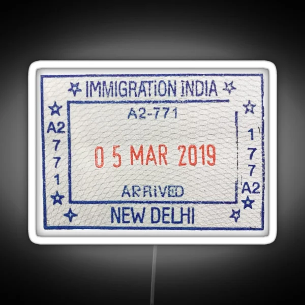 India Passport Stamp RGB Neon Sign