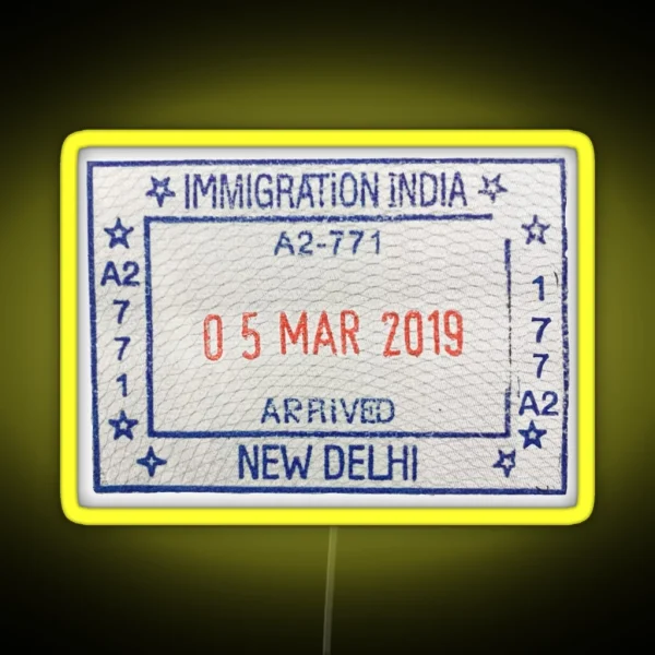 India Passport Stamp RGB Neon Sign