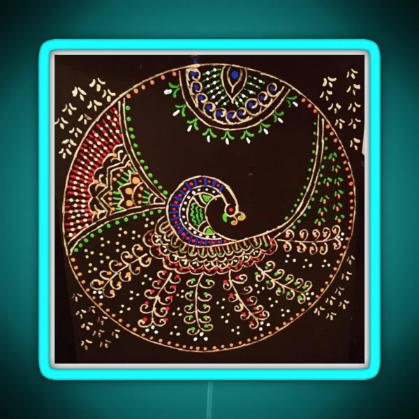 Indian Delicate Art Dancing Peacock RGB Neon Sign