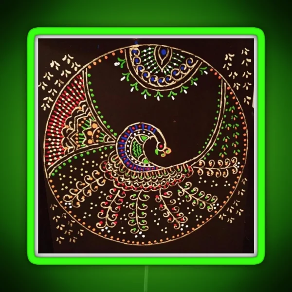 Indian Delicate Art Dancing Peacock RGB Neon Sign