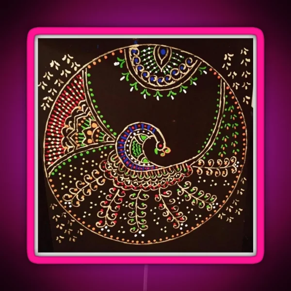 Indian Delicate Art Dancing Peacock RGB Neon Sign