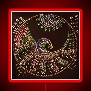 Indian Delicate Art Dancing Peacock RGB Neon Sign