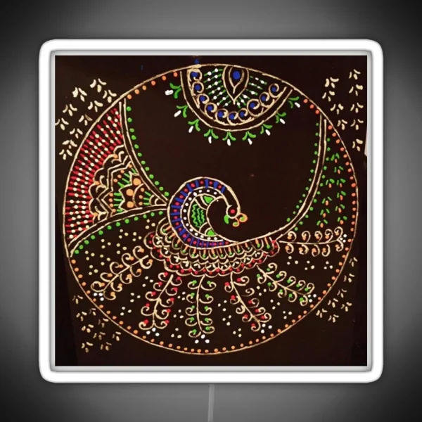 Indian Delicate Art Dancing Peacock RGB Neon Sign