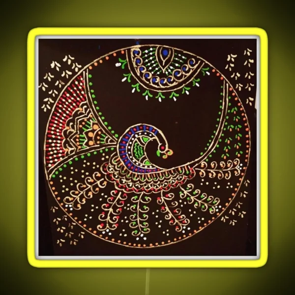 Indian Delicate Art Dancing Peacock RGB Neon Sign