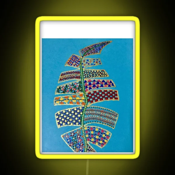 Indian Delicate Art Vibrant Colors Leaf RGB Neon Sign