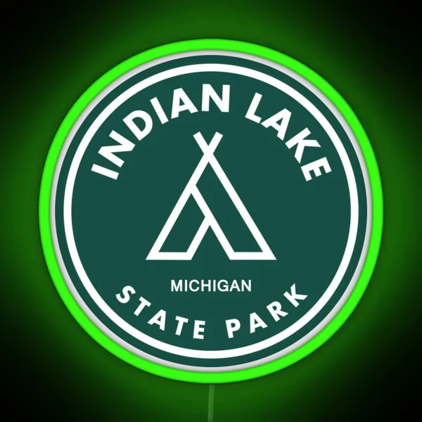 Indian Lake State Park Michigan Tent RGB Neon Sign