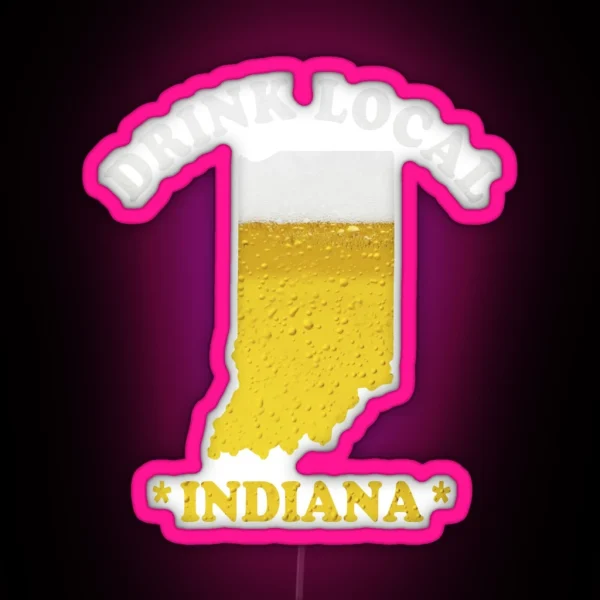 INDIANA Beer Map Led Drink Local Brewmaster RGB Neon Sign