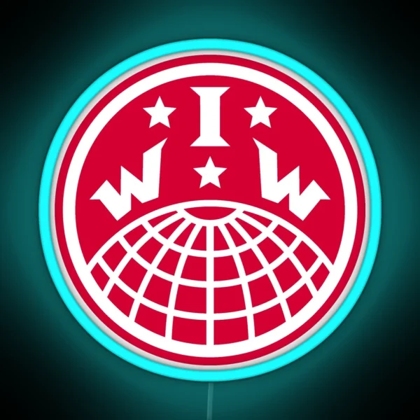Industrial Workers Of The World IWW Logo RGB Neon Sign