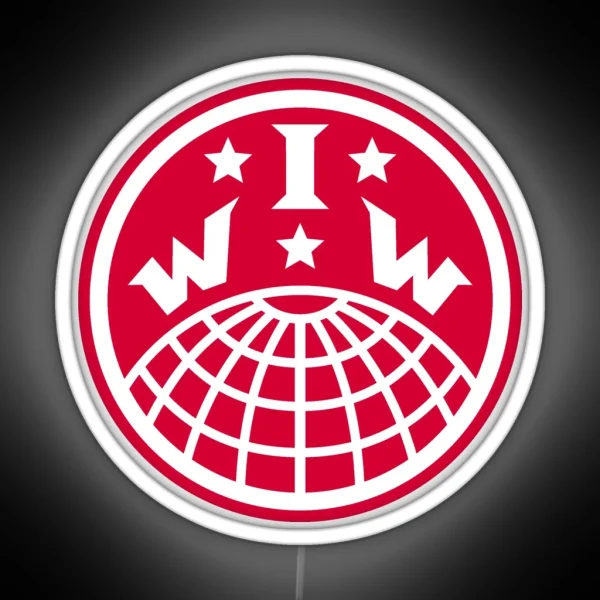 Industrial Workers Of The World IWW Logo RGB Neon Sign