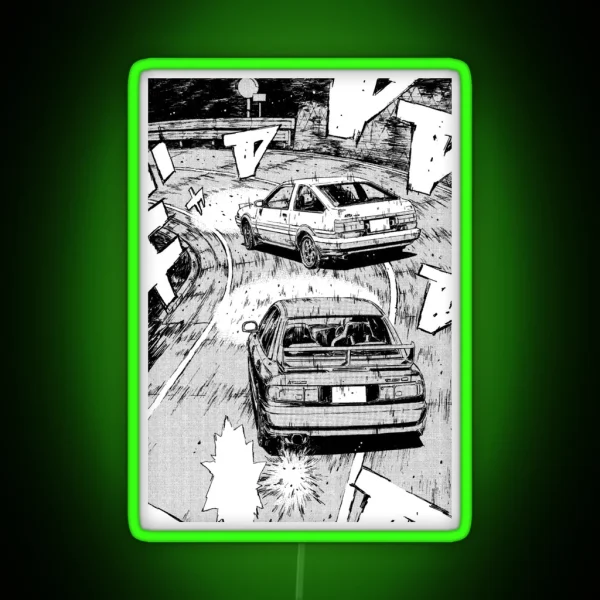 Initial D Manga Panel AE86 VS RX7 RGB Neon Sign