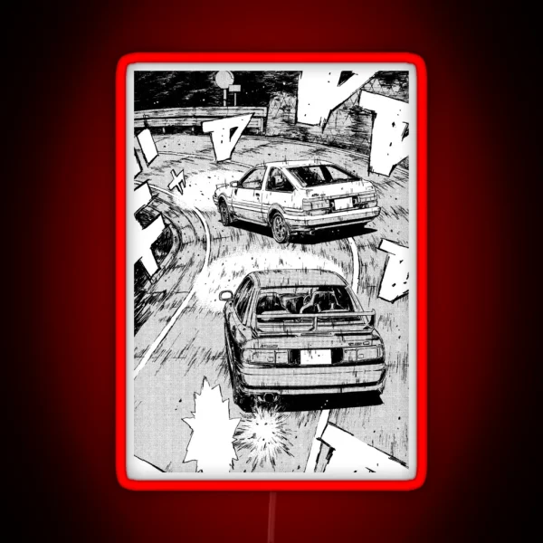 Initial D Manga Panel AE86 VS RX7 RGB Neon Sign