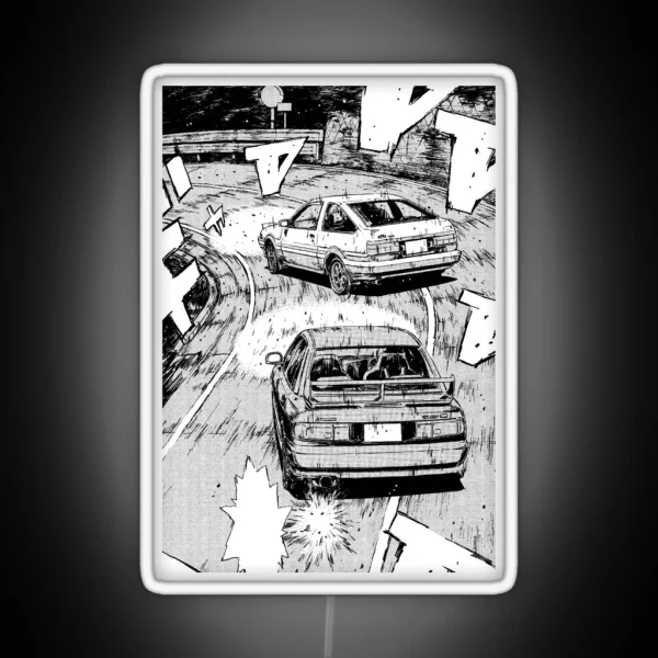 Initial D Manga Panel AE86 VS RX7 RGB Neon Sign
