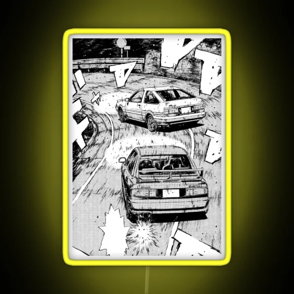 Initial D Manga Panel AE86 VS RX7 RGB Neon Sign
