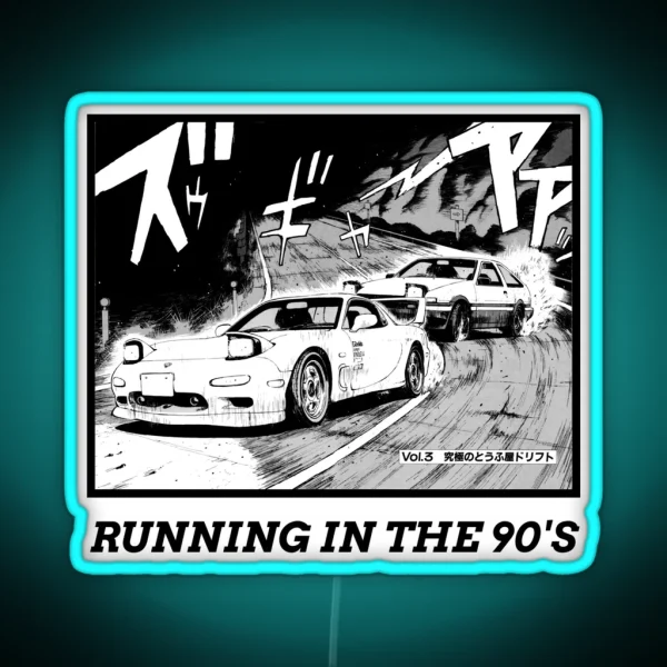 Initial D Manga Running In The 90 S AE86 Vs RX7 RGB Neon Sign